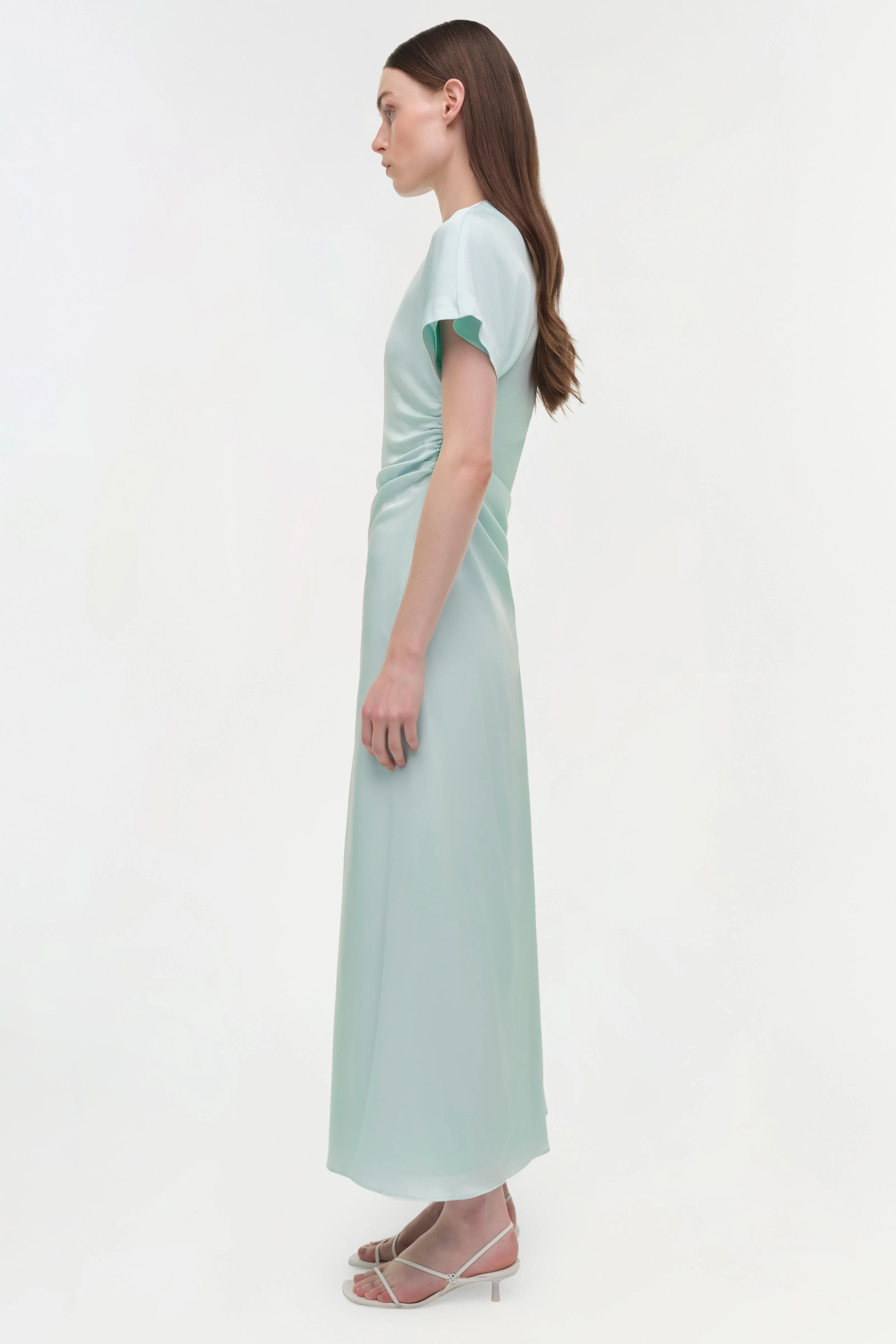 Marabella Draped Satin Midi Dress - Image 4