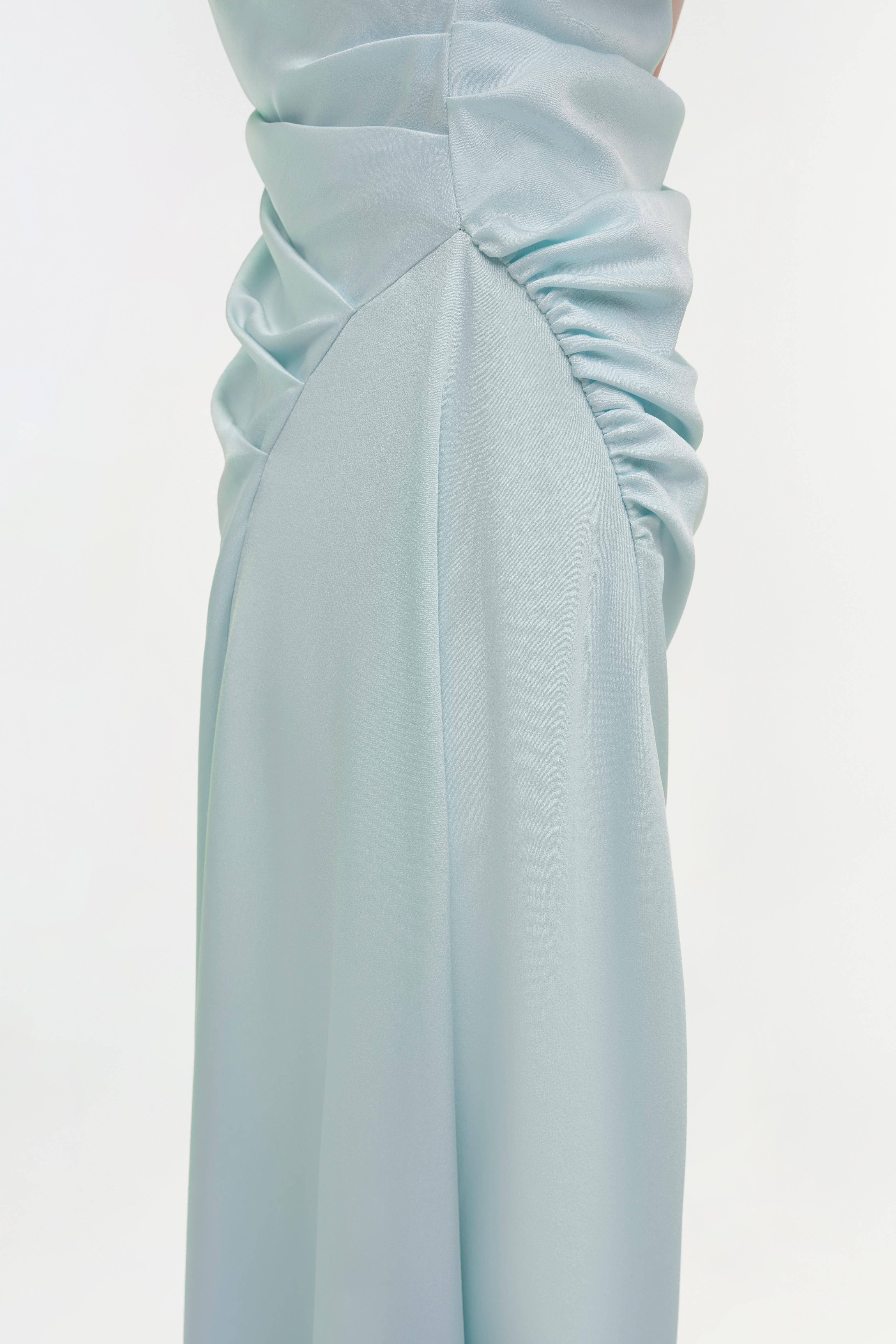 Marabella Draped Satin Midi Dress - Image 5