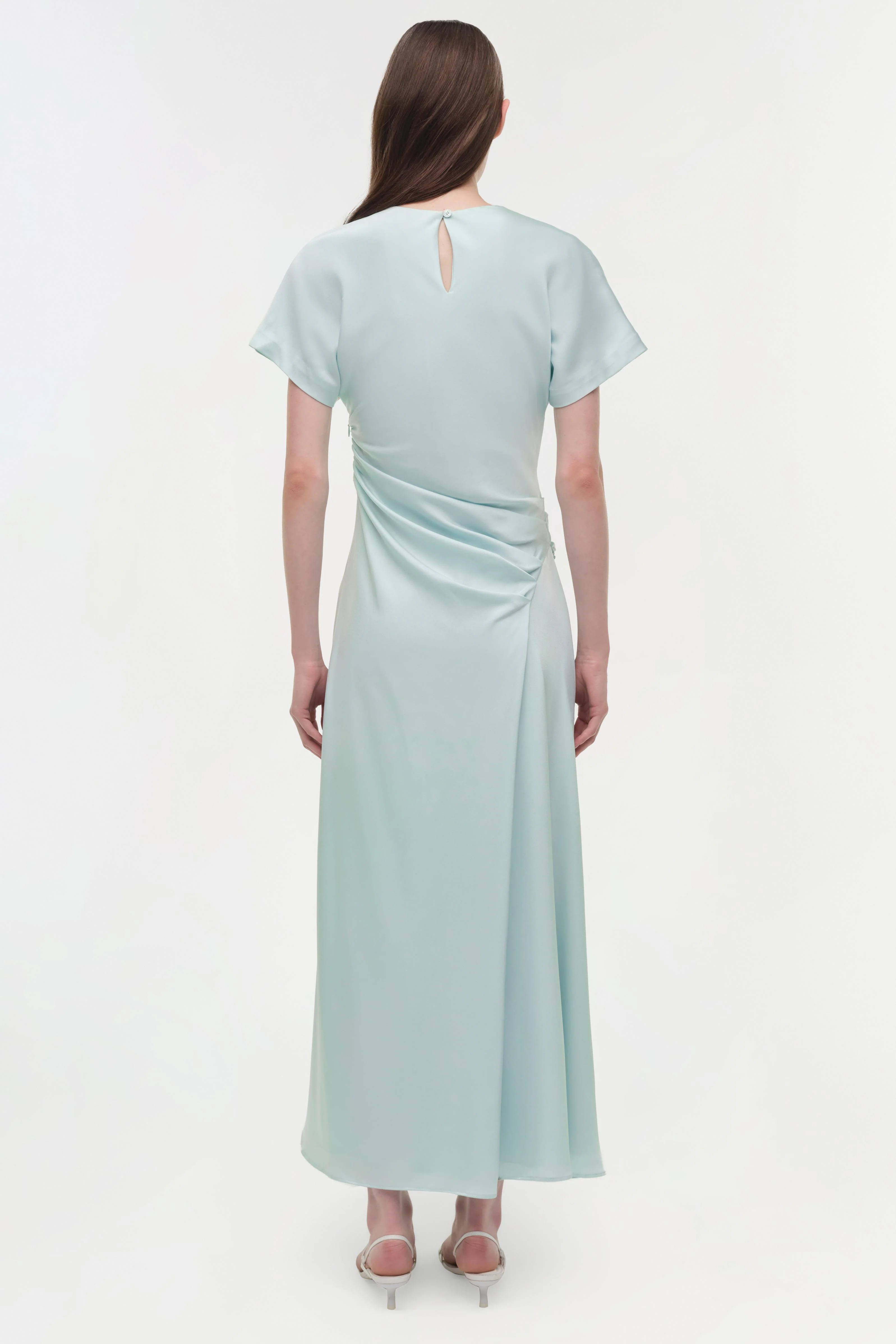Marabella Draped Satin Midi Dress - Image 6