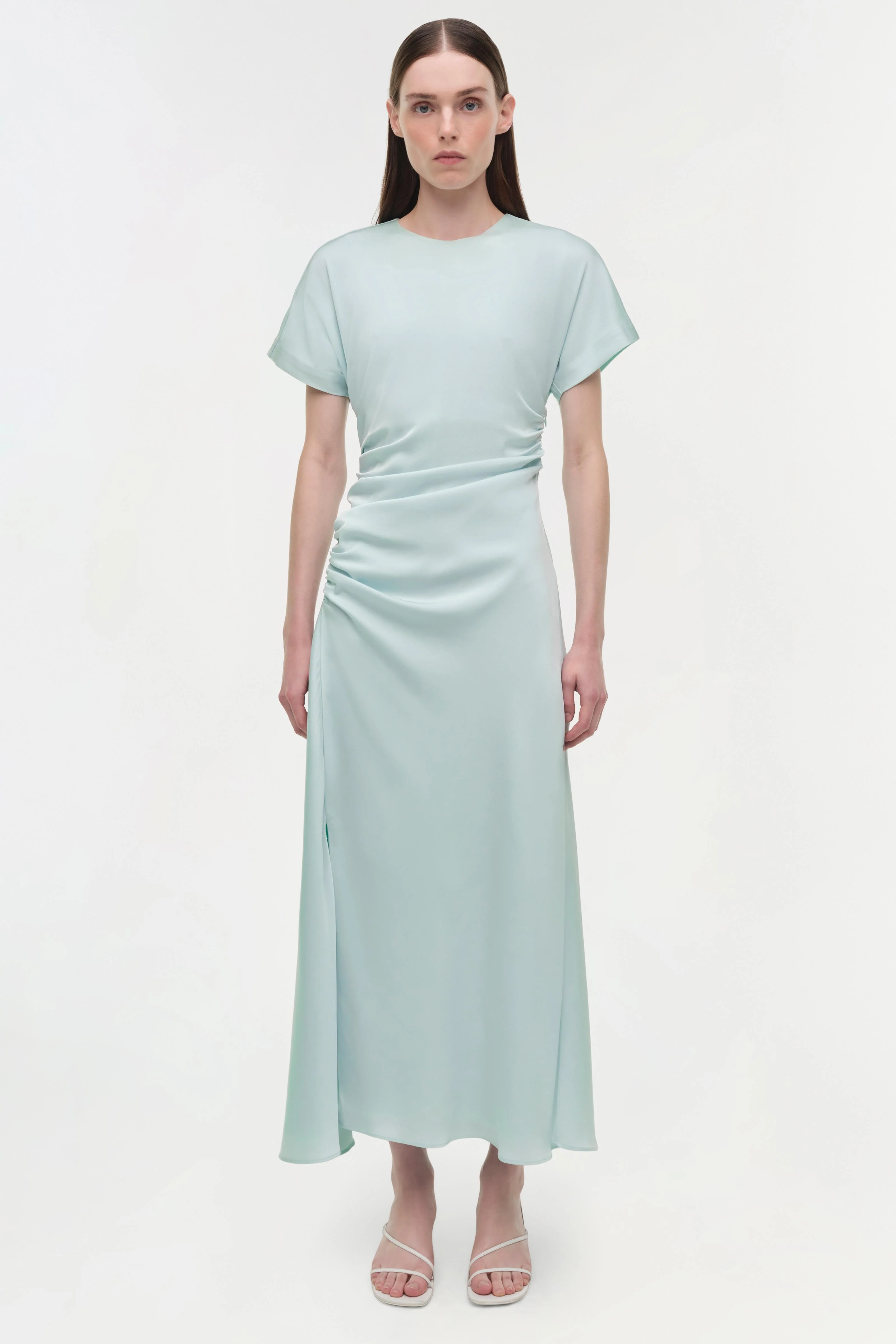 Marabella Draped Satin Midi Dress - Image 7