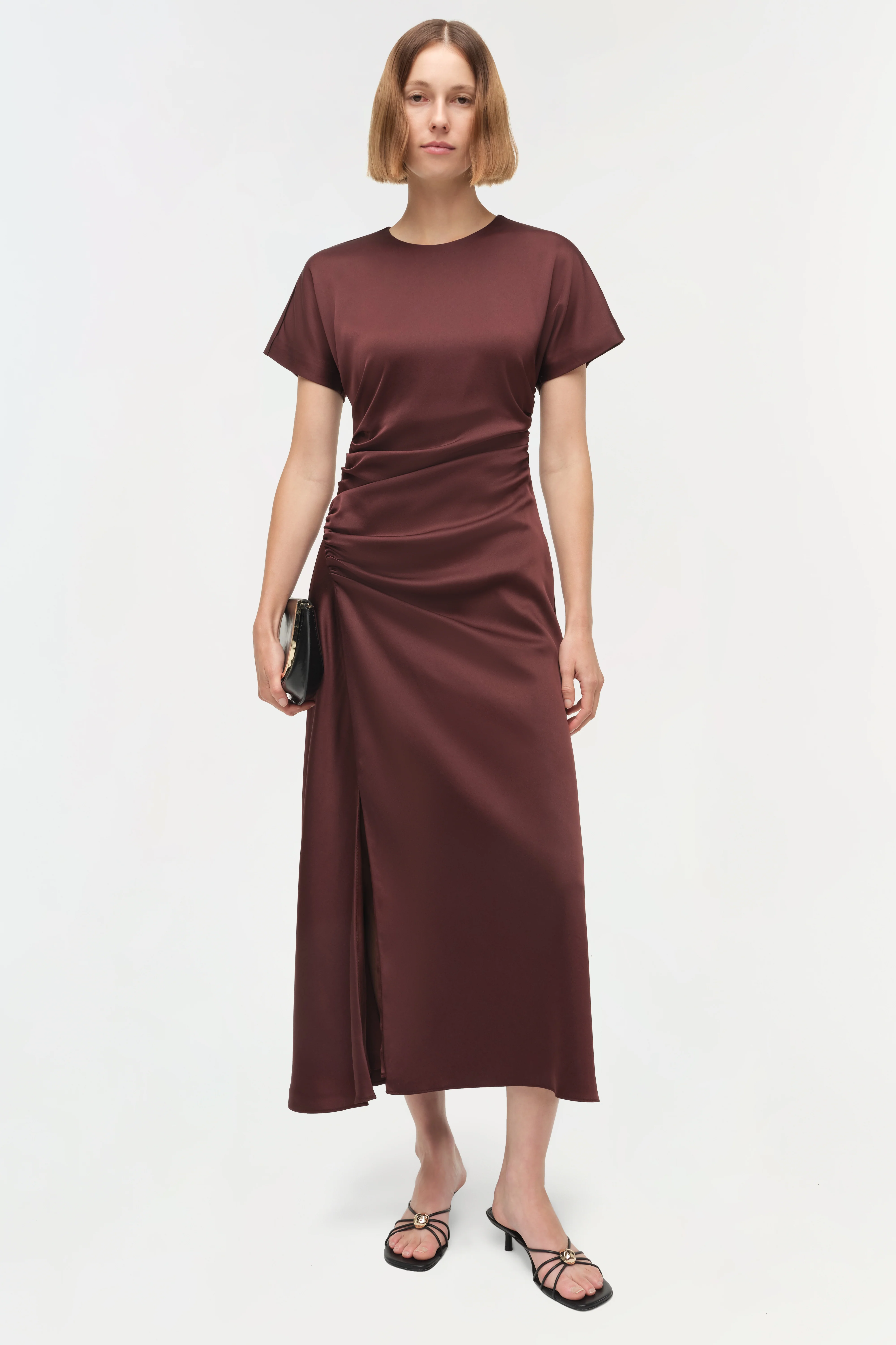 Marabella Draped Satin Midi Dress - Image 2