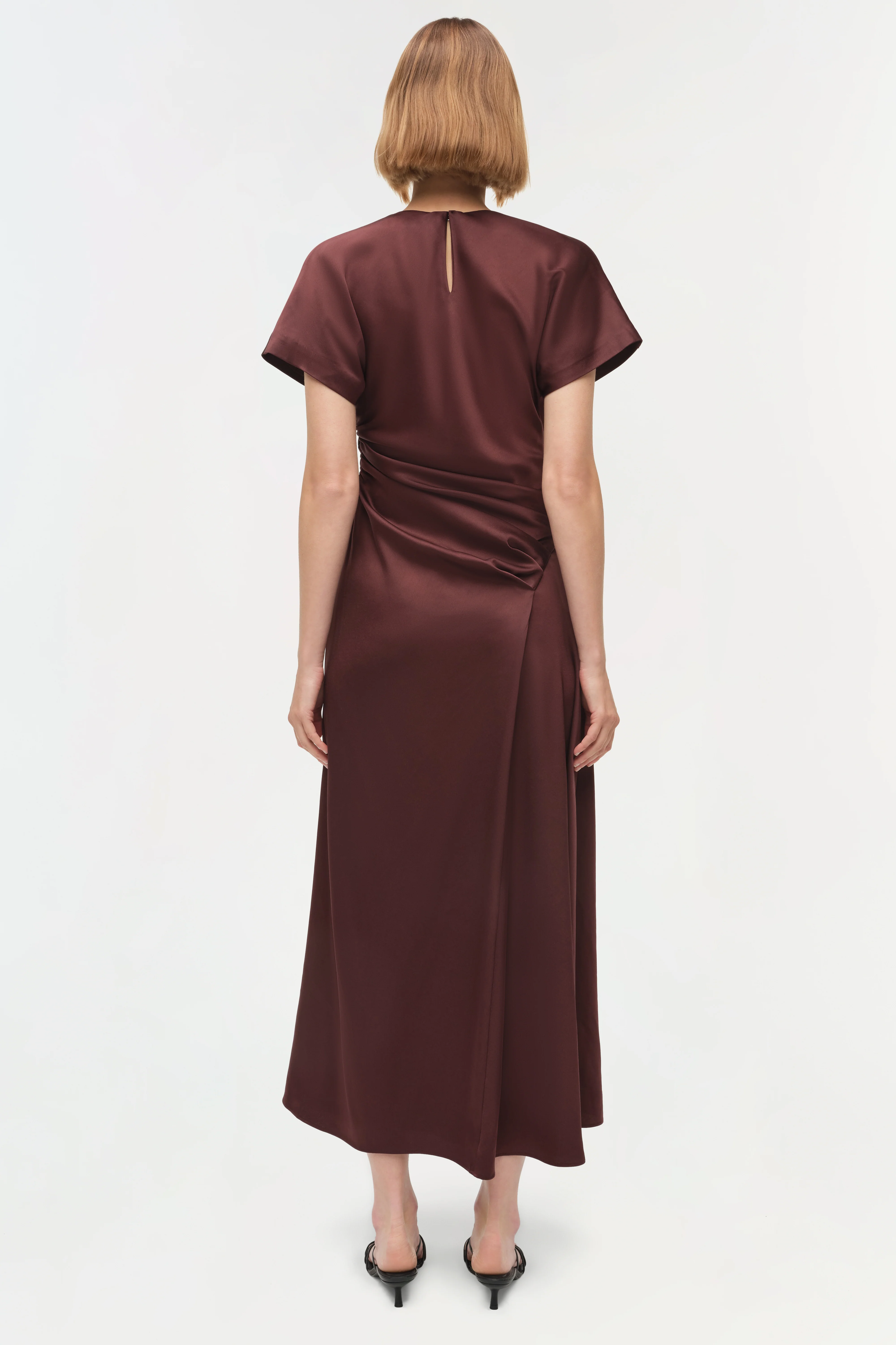 Marabella Draped Satin Midi Dress - Image 5