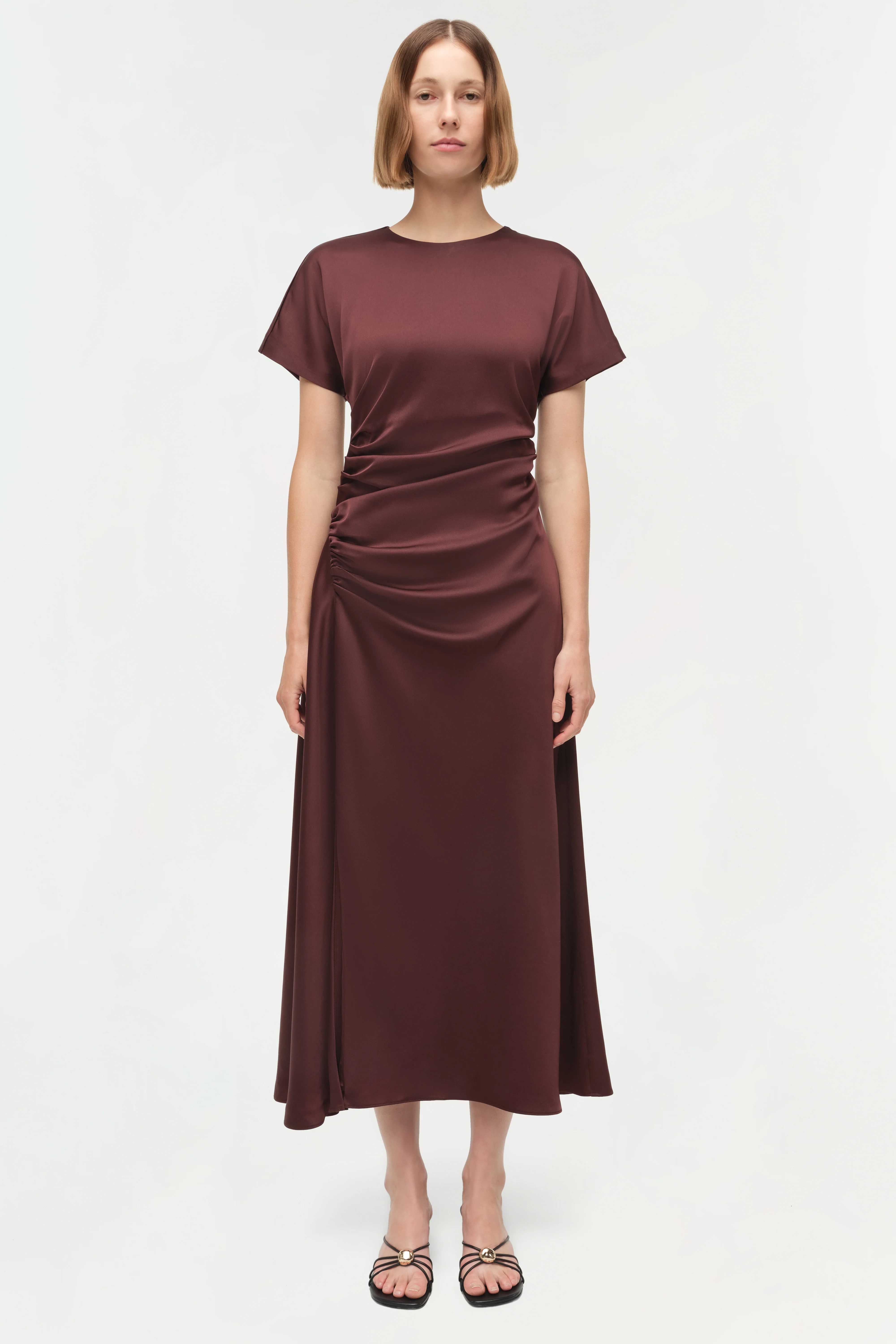 Marabella Draped Satin Midi Dress - Image 6