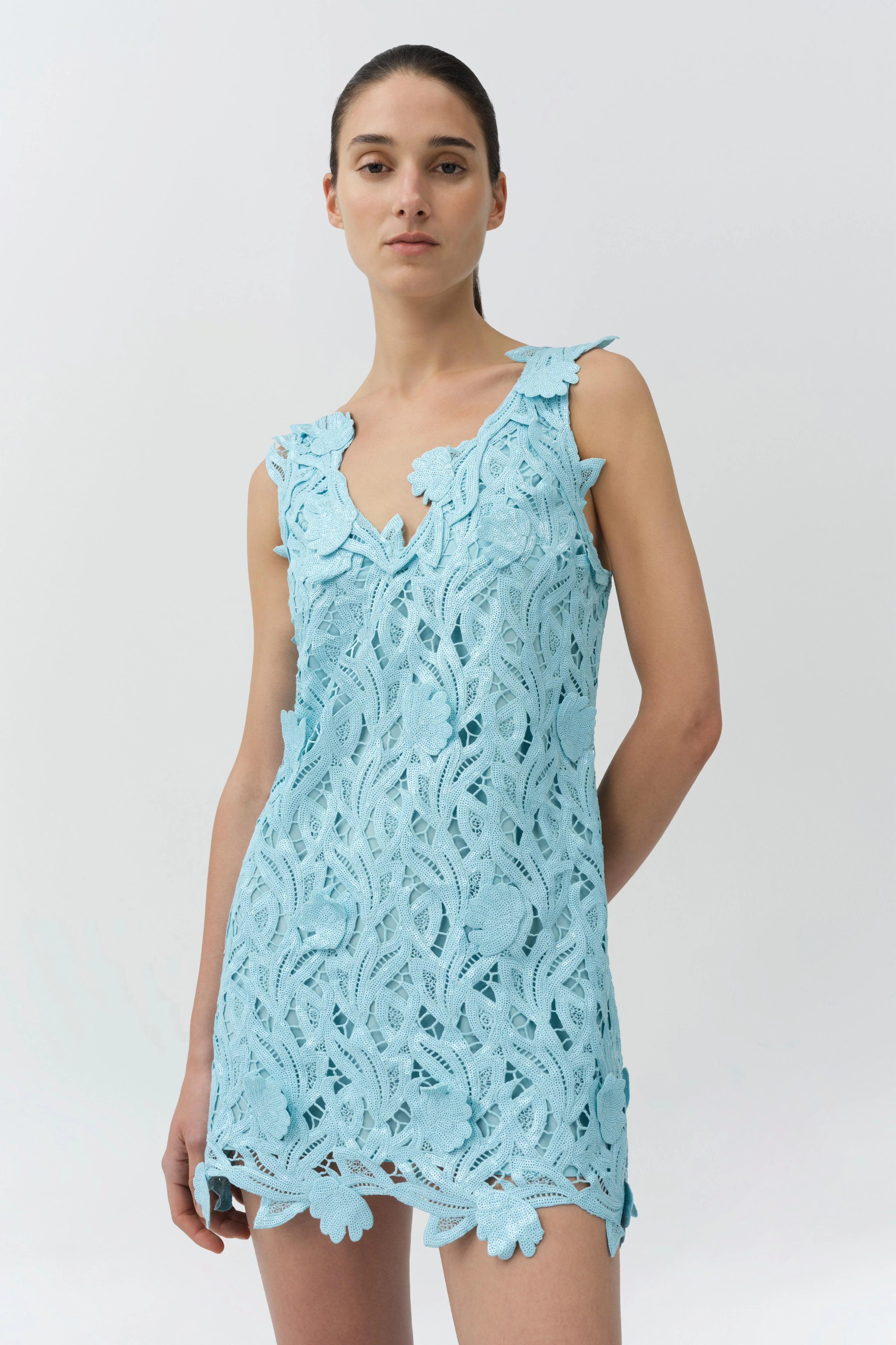 Raina Embroidered Sequin Mini Dress - Image 3