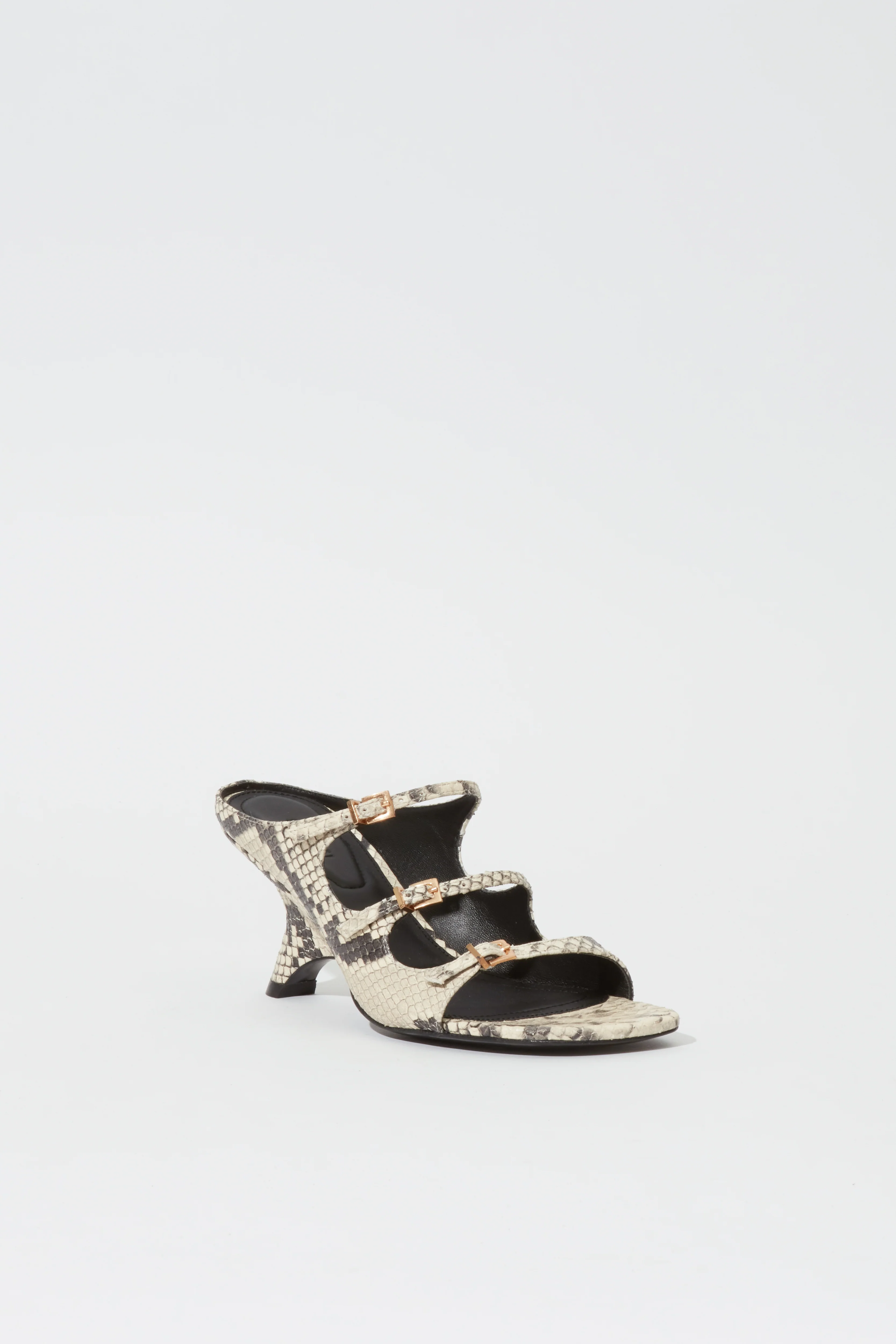 River Snake Print Leather Buckle Mule - Image 2
