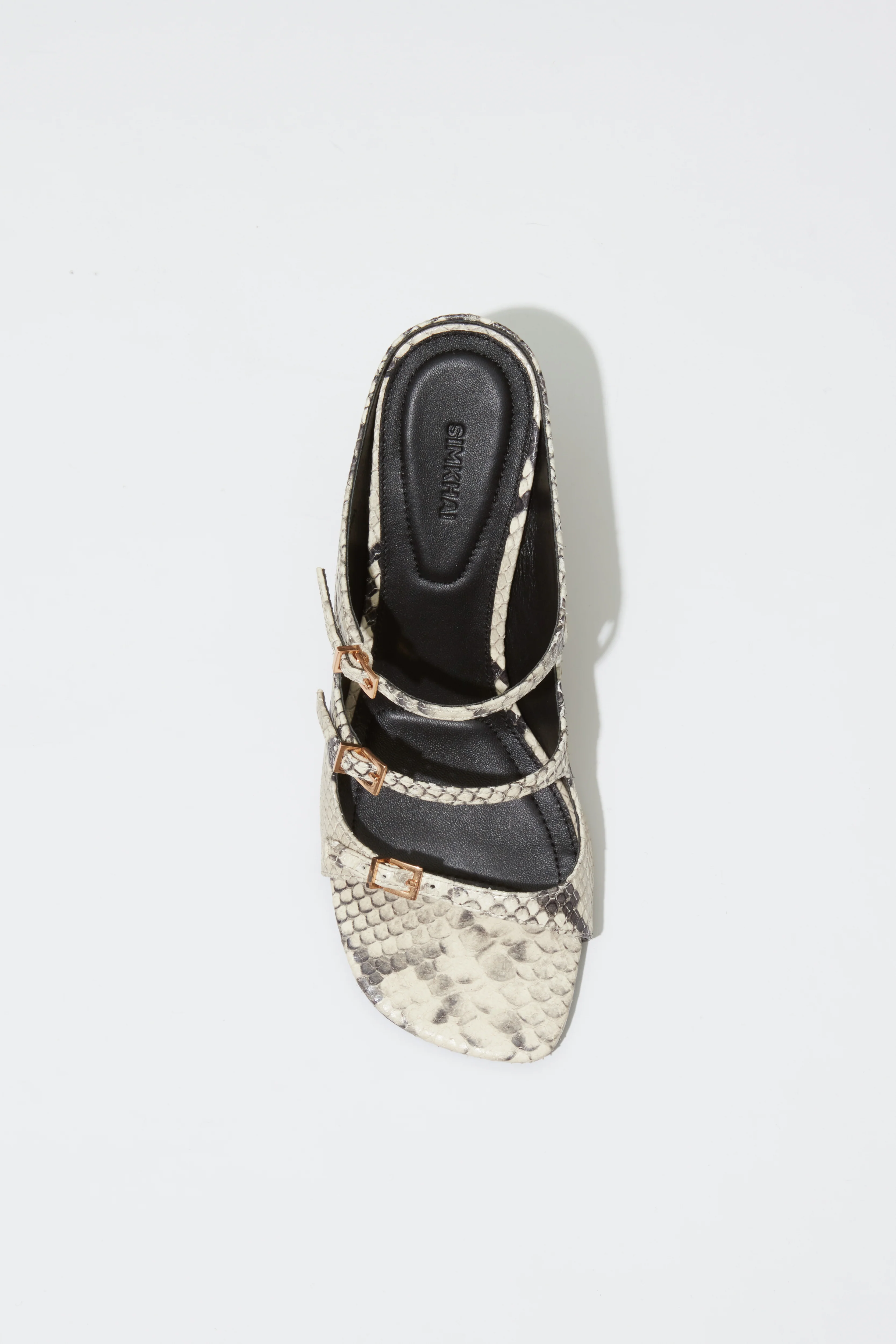 River Snake Print Leather Buckle Mule - Image 3