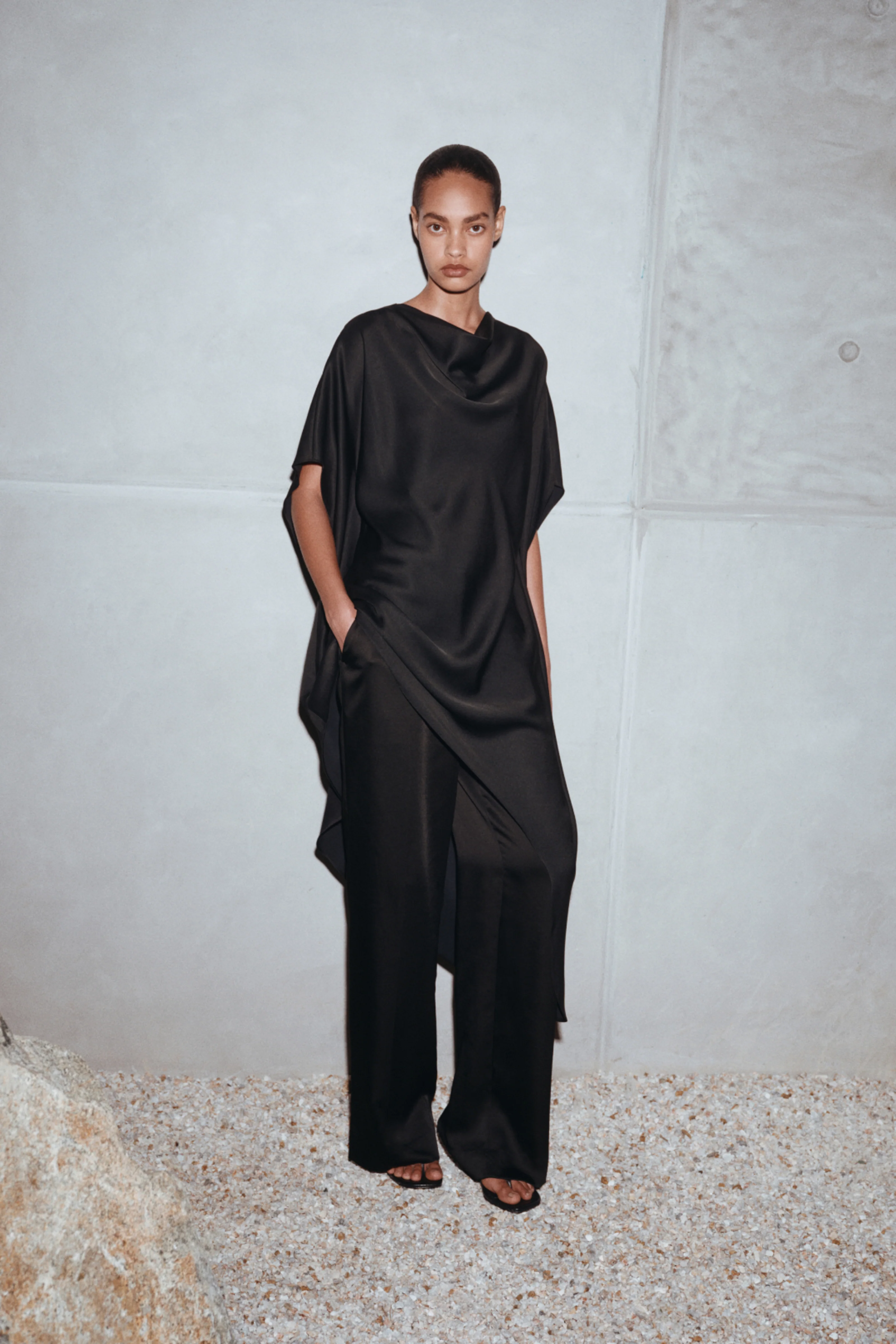 Sadia Satin Mini Cape Dress - Image 2