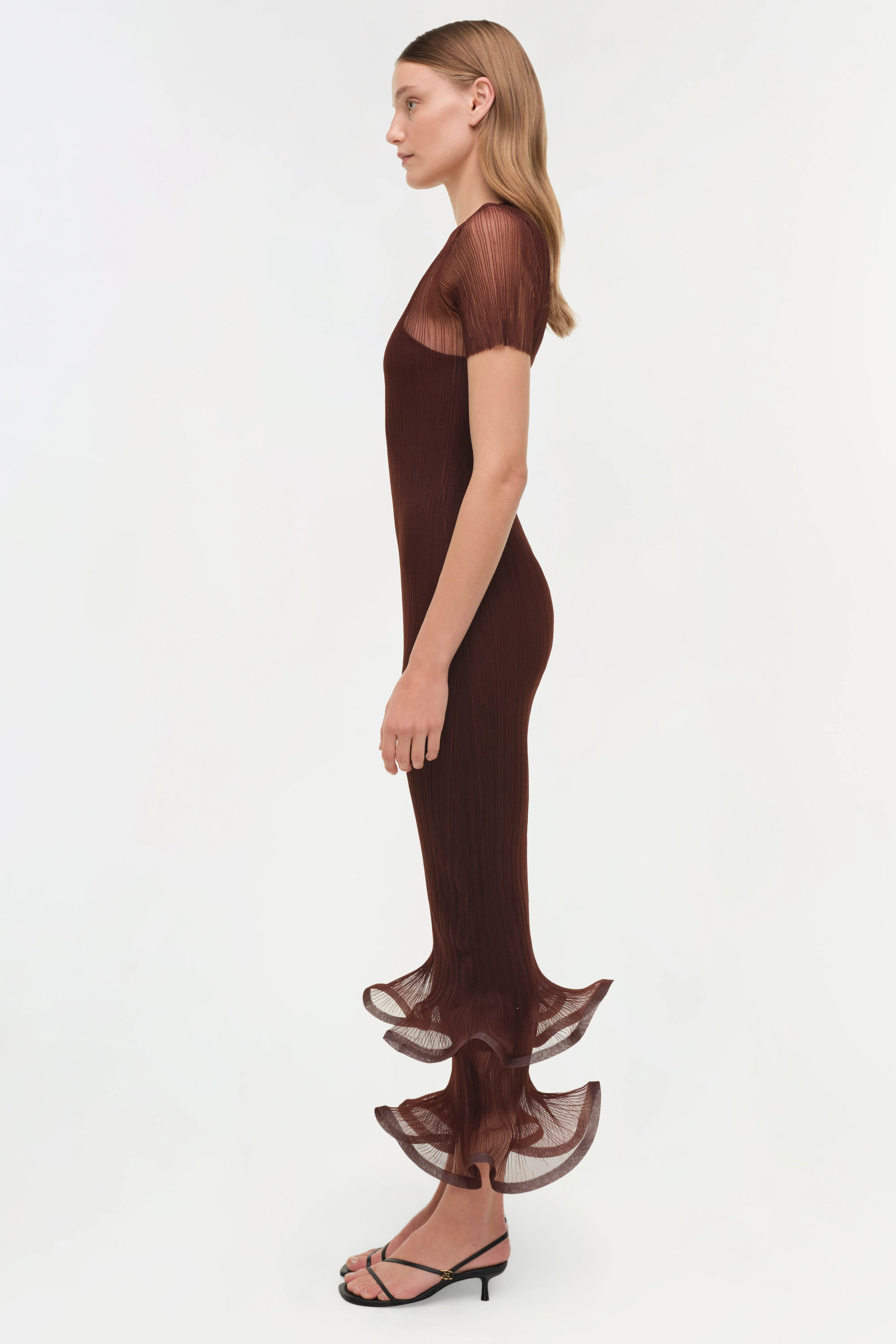 Selena Sheer Plisse Midi Dress - Image 4