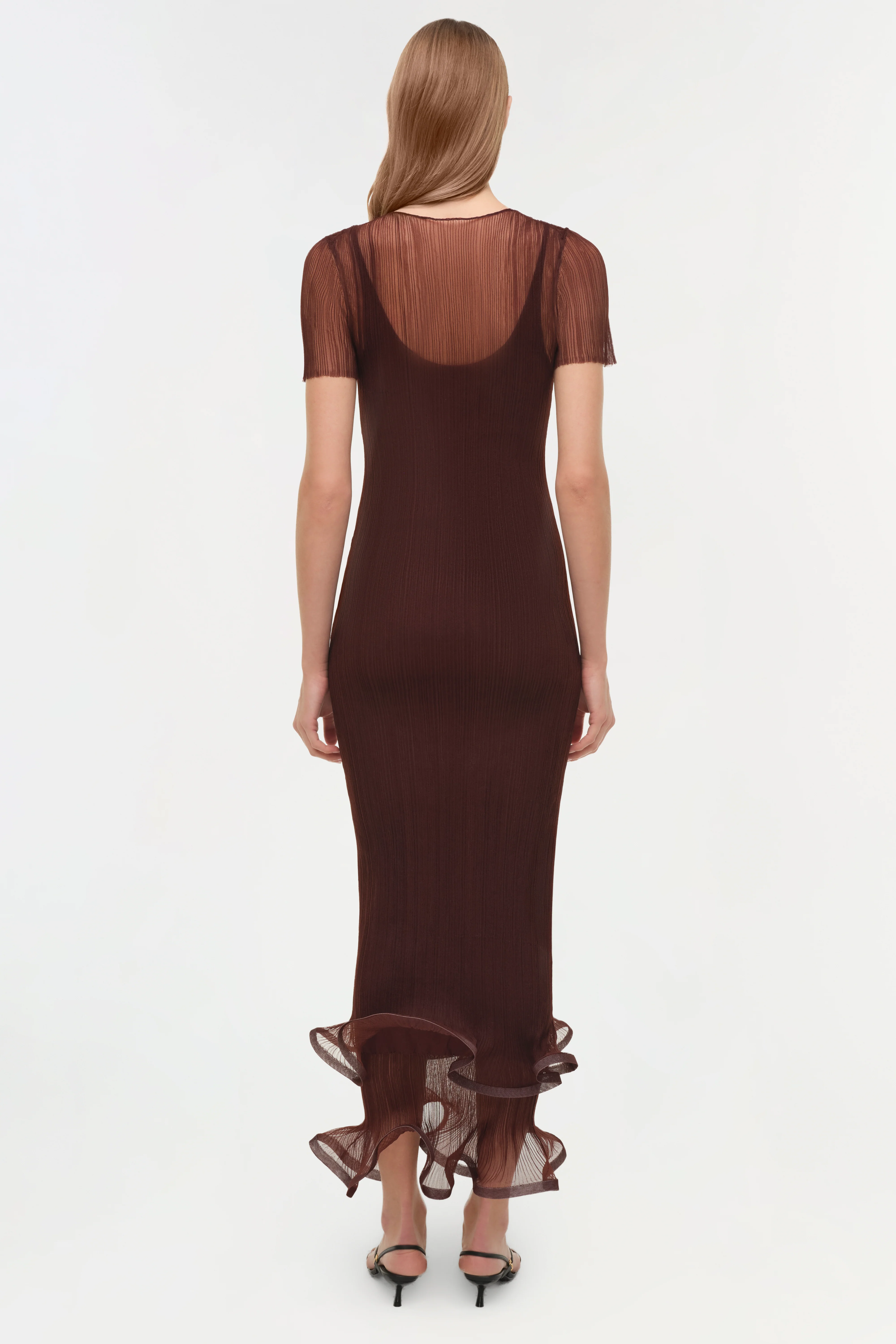 Selena Sheer Plisse Midi Dress - Image 5