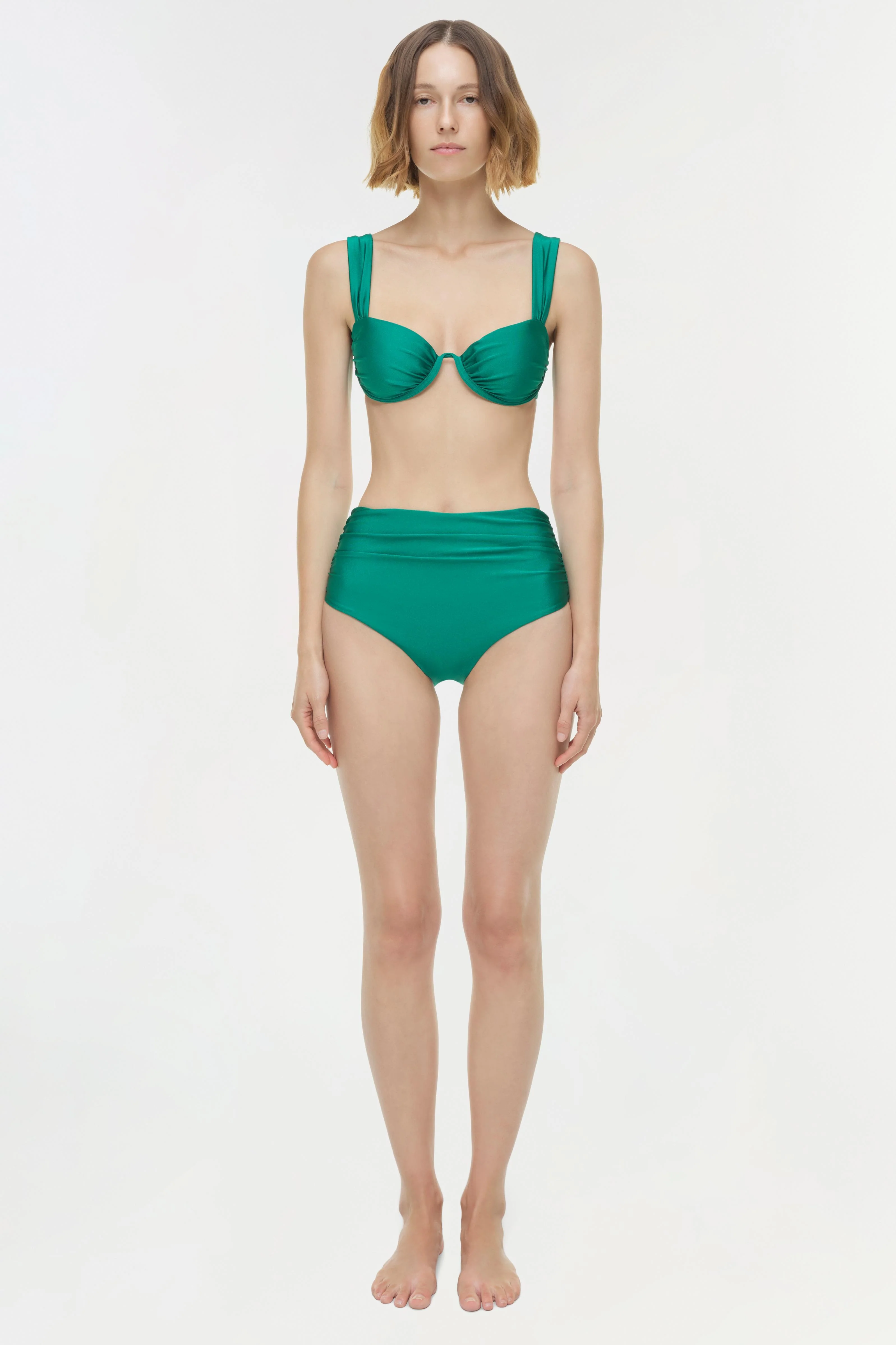 Teya High Waisted Ruched Bikini Bottom - Image 6