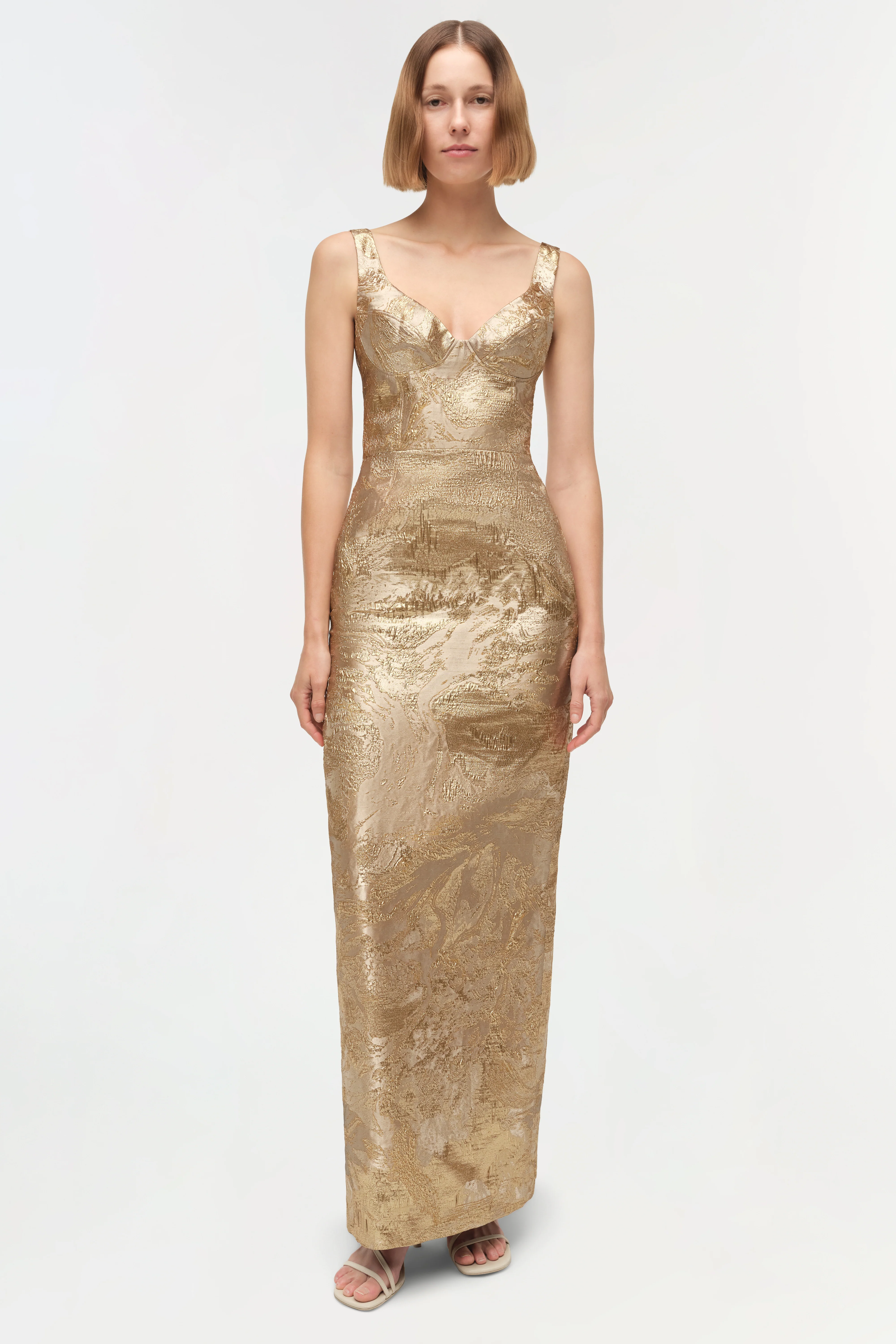 Viella Metallic Jacquard Gown - Image 2